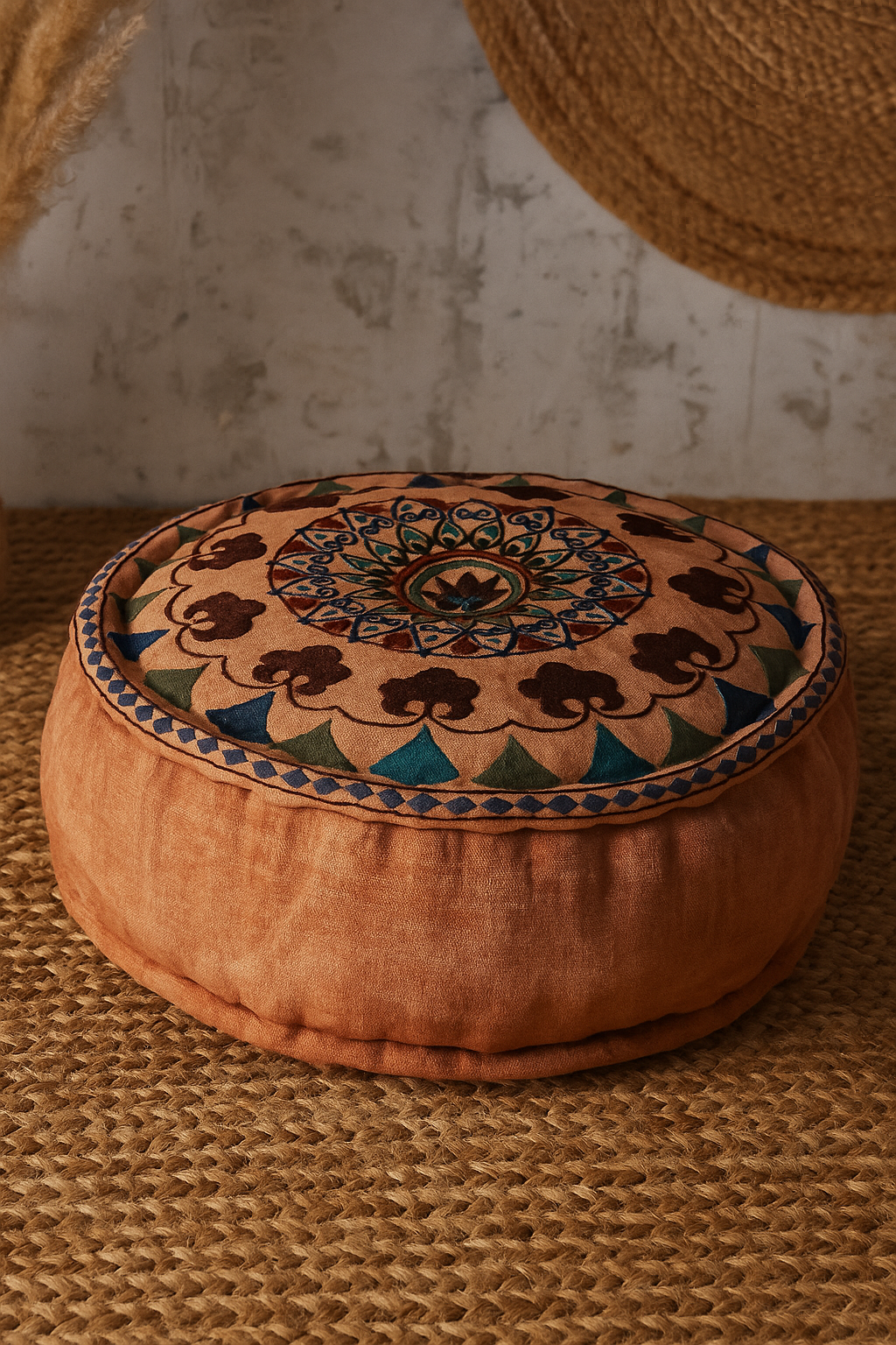 Terracotta Mandala Pouf