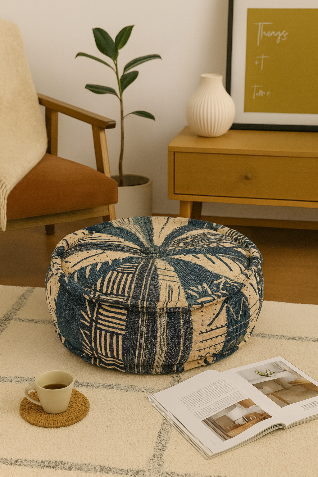 Indigo Rhythm Pouf