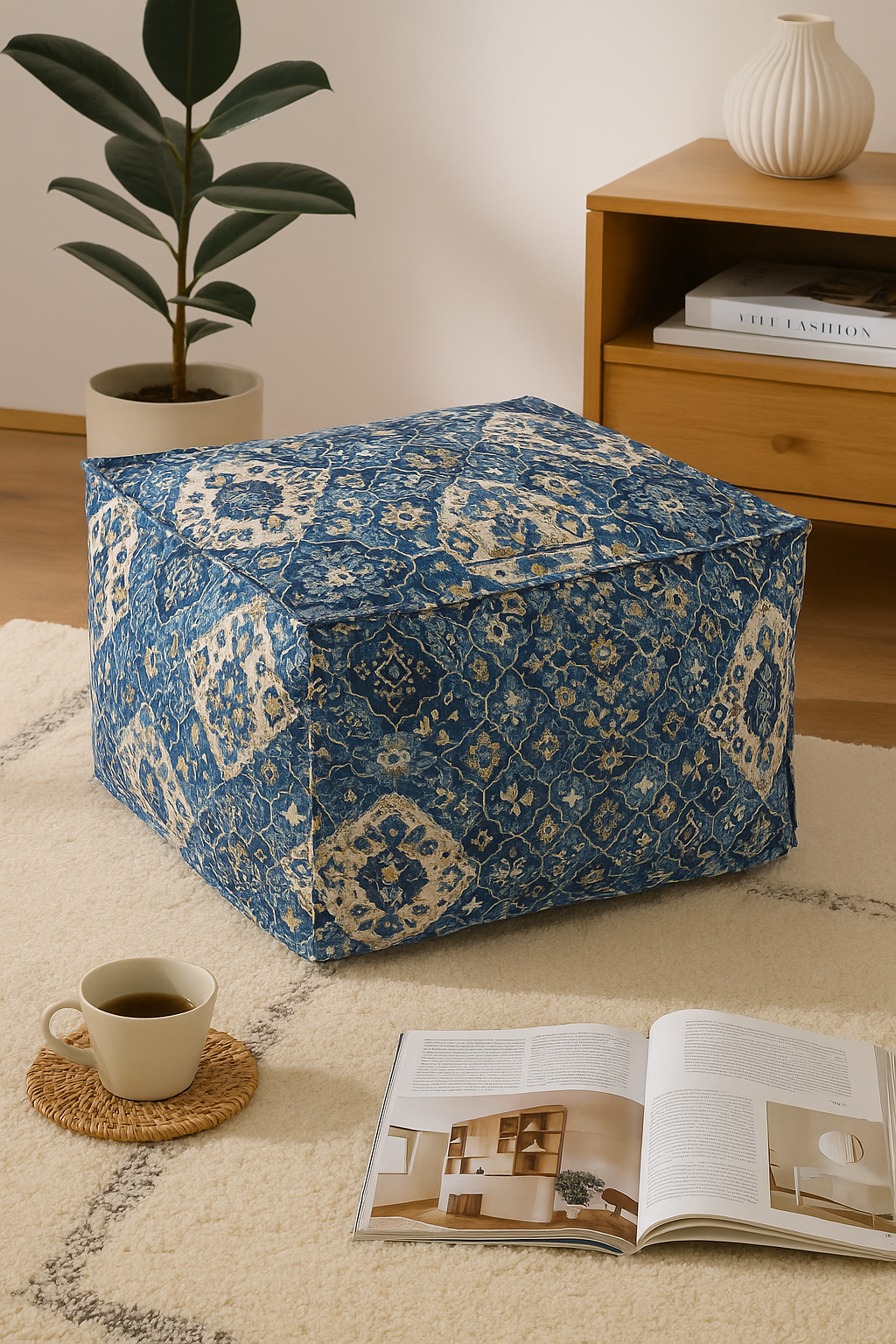 Azure Medley Pouf