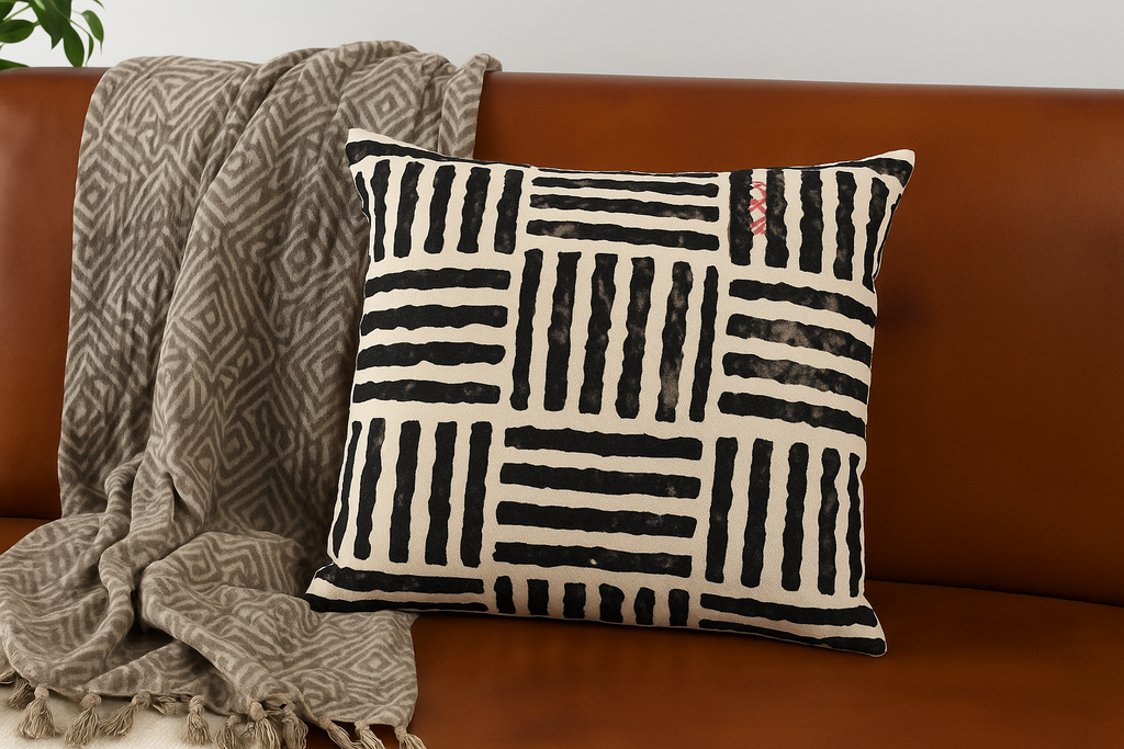 Mono Red Stripes Cushion Cover