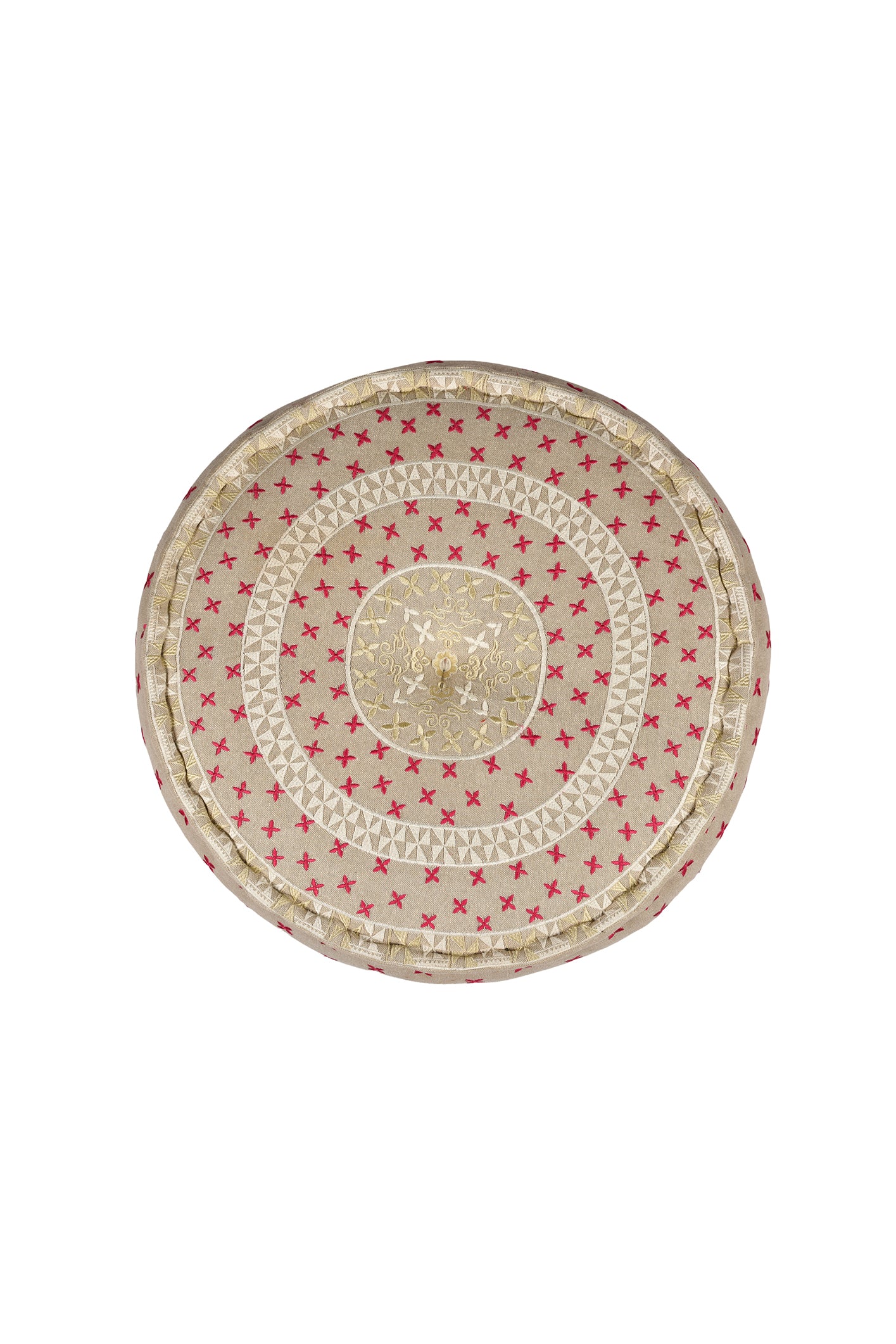 Crimson Stitches Pouf