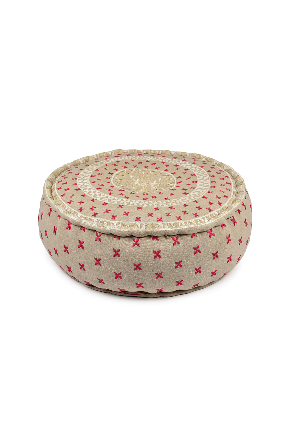 Crimson Stitches Pouf