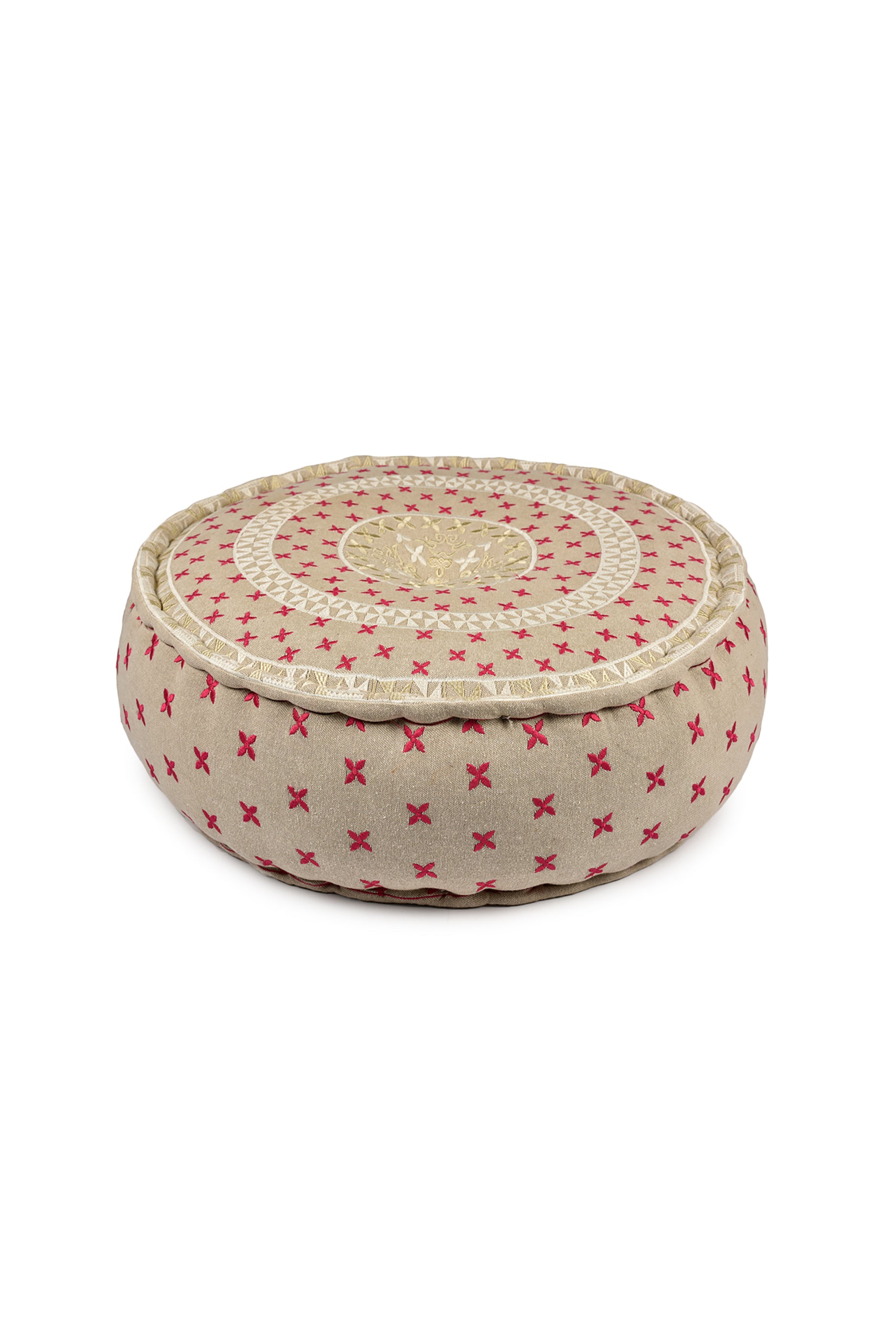Crimson Stitches Pouf