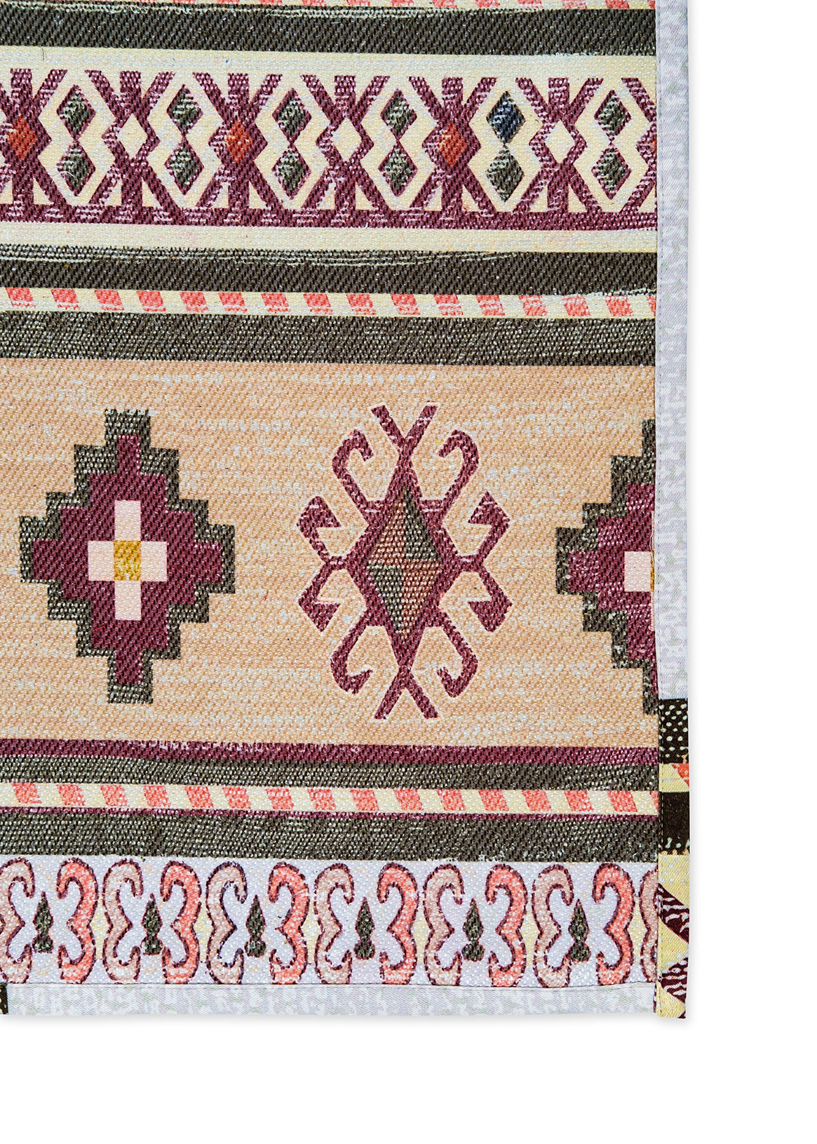 Beige Ikat Digital Print Rug