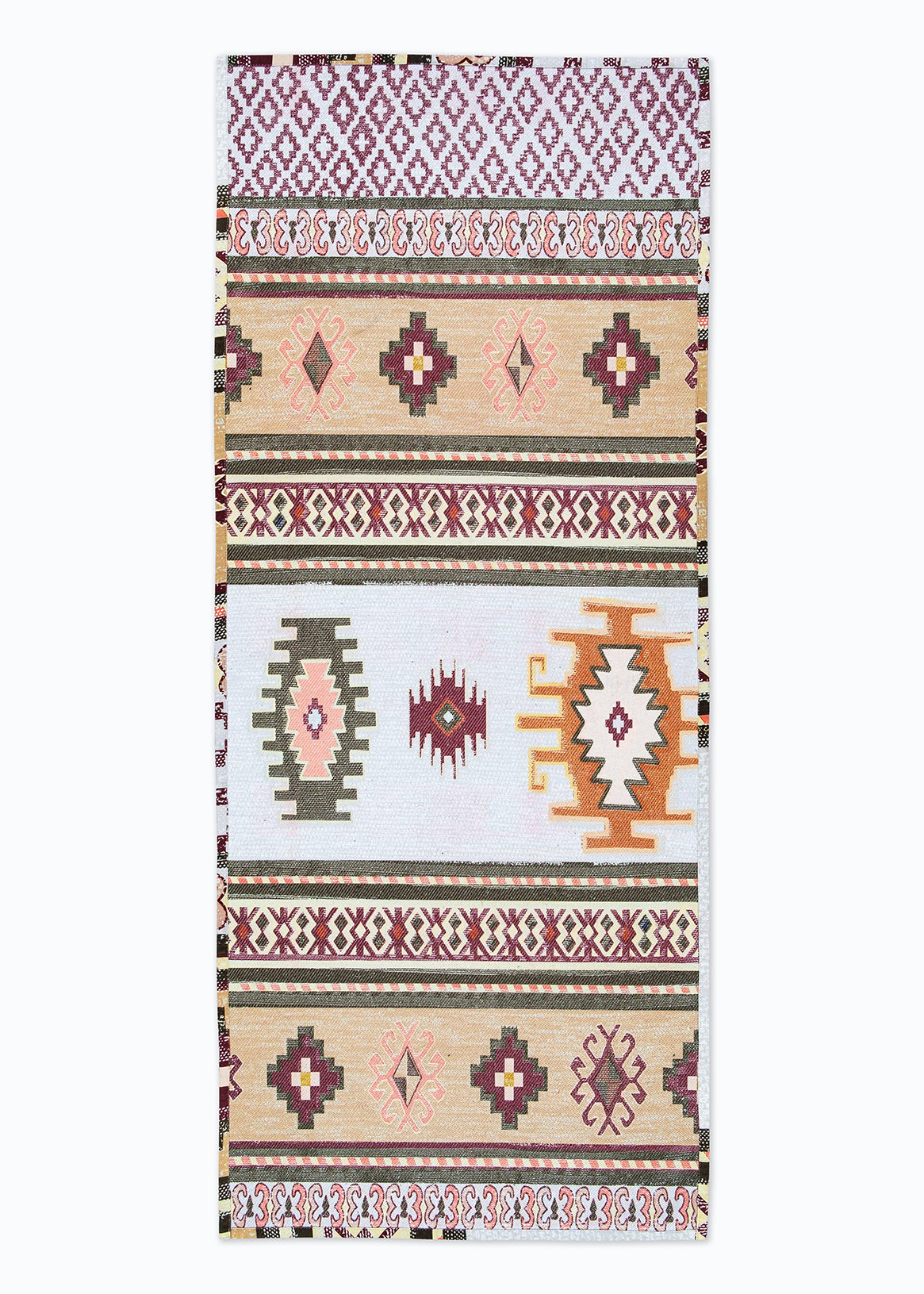 Beige Ikat Digital Print Rug