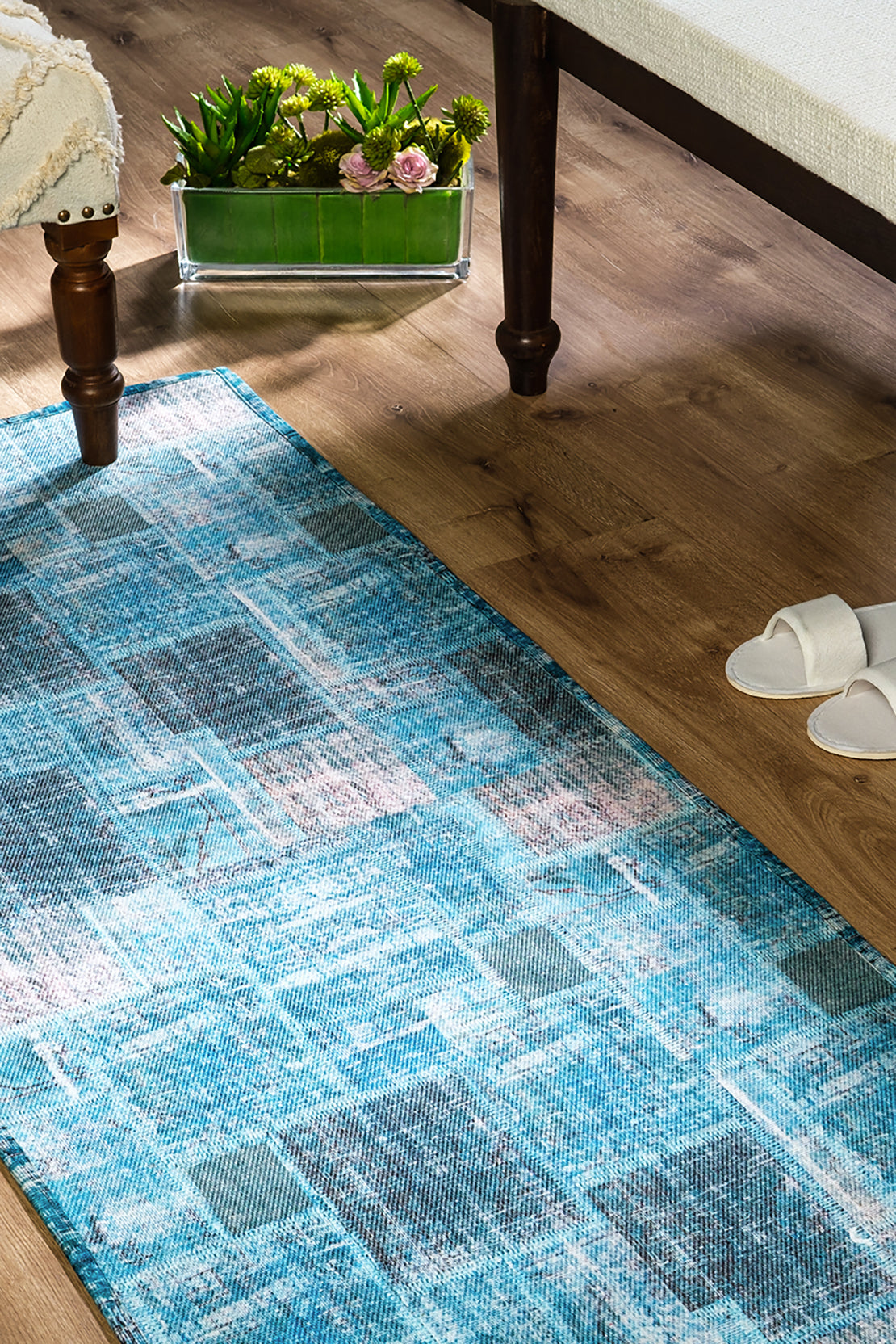 Blue Patch Digital Print Rug