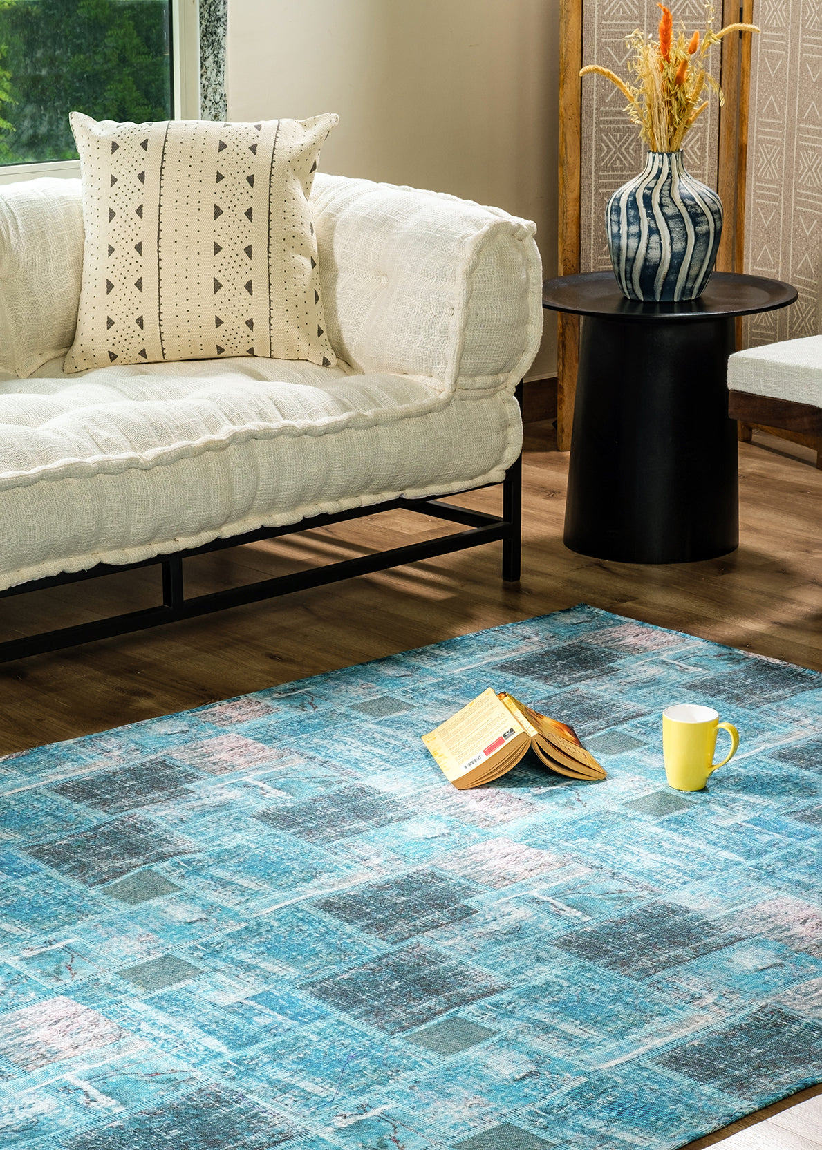 Blue Patch Digital Printed Rug