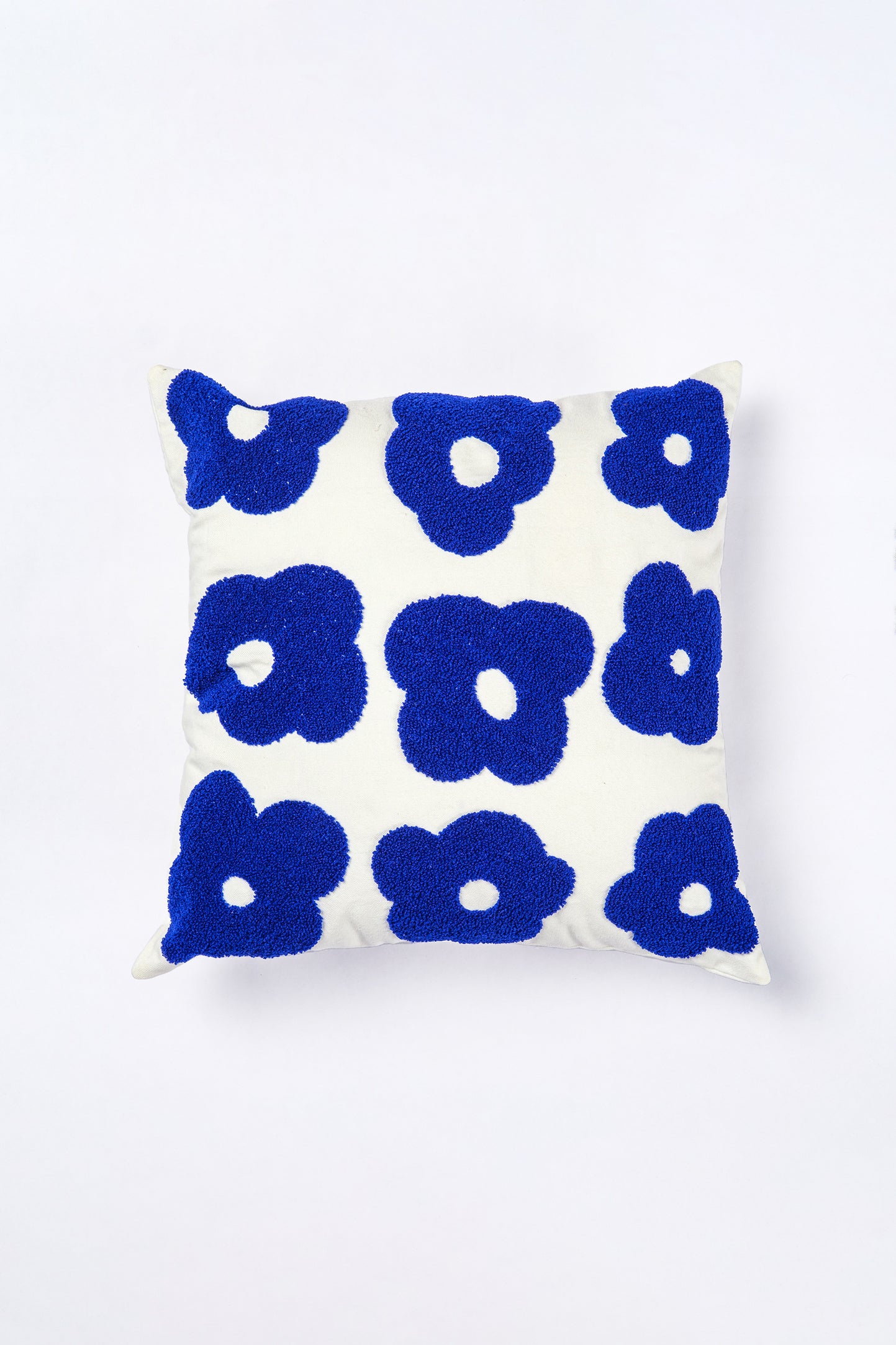 Azure Bloom Cushion Cover