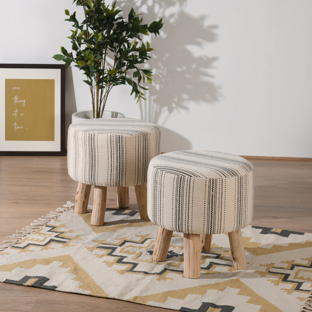 Kevin Wooden Stool Set of 2 Pcs