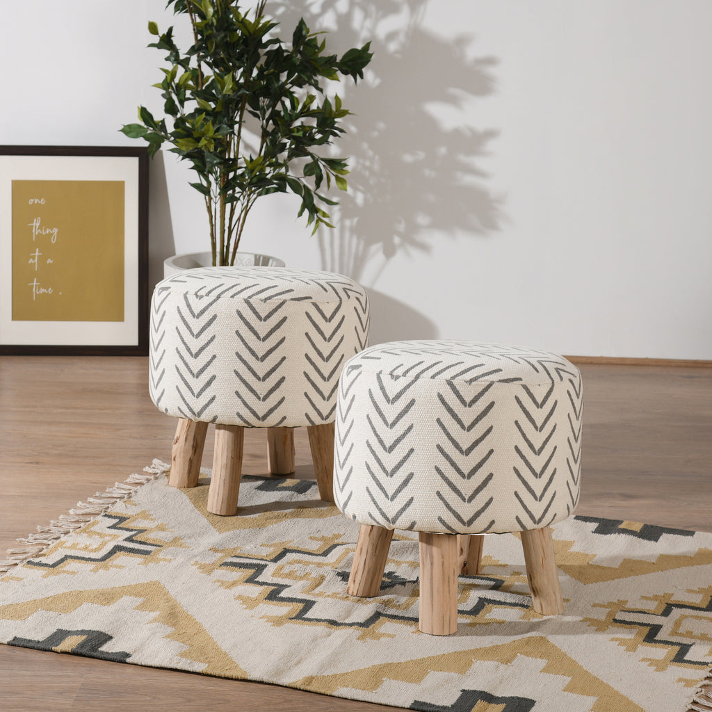 Ashele Wooden Stool set of 2 Pcs