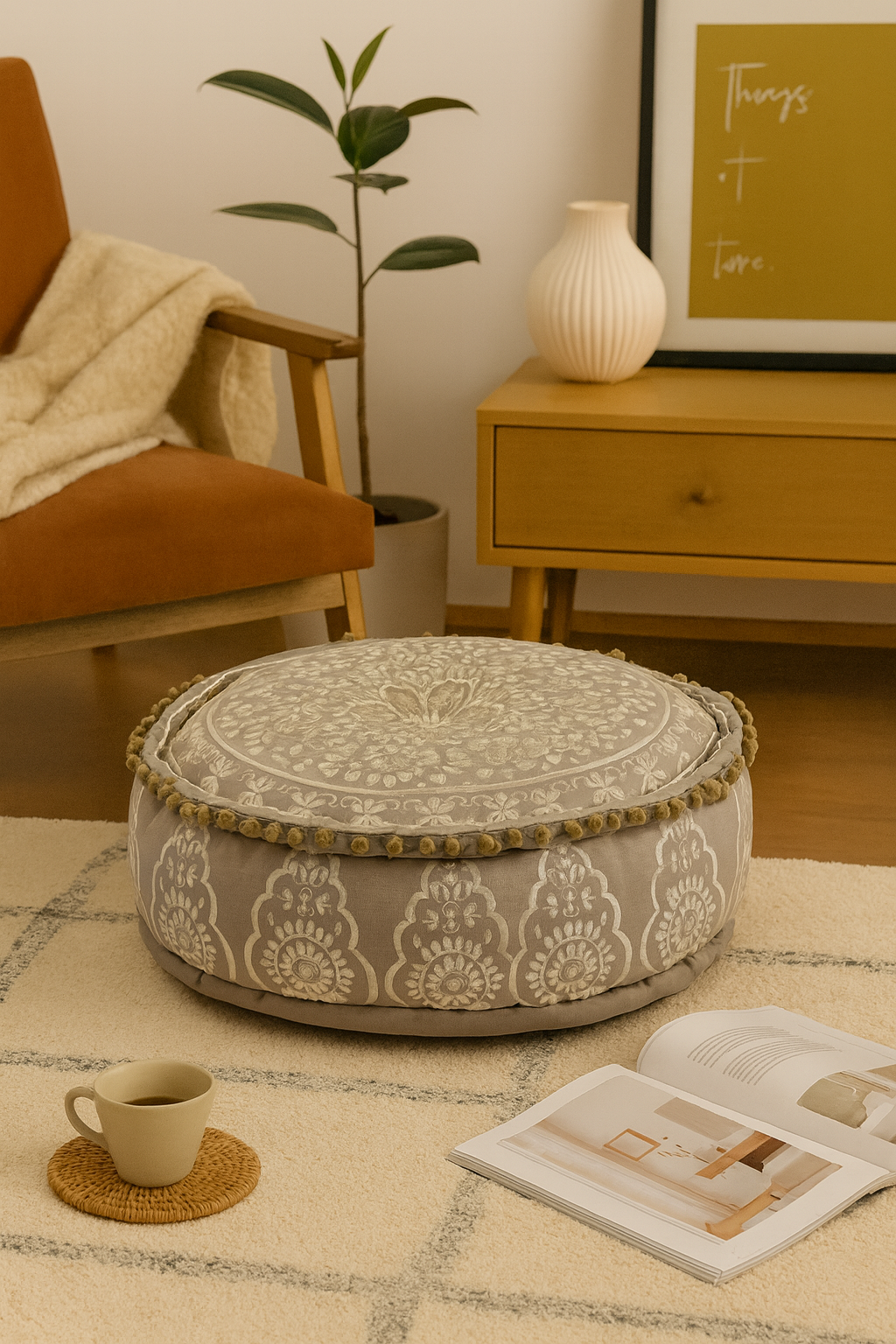 Silver Bloom Pouf