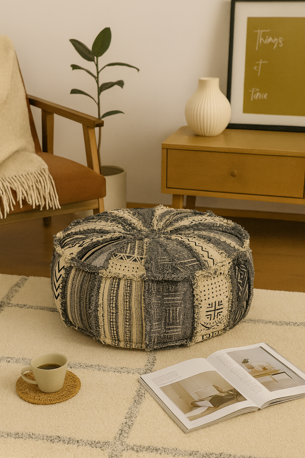 Monochrome Mosaic Pouf